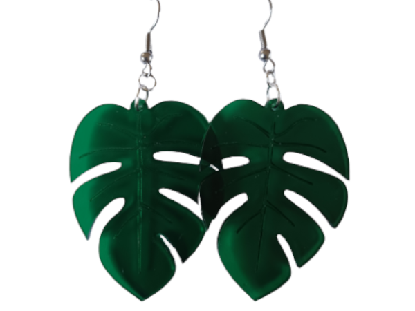 Swiss Cheese Plant Leaf - Earring Pair.